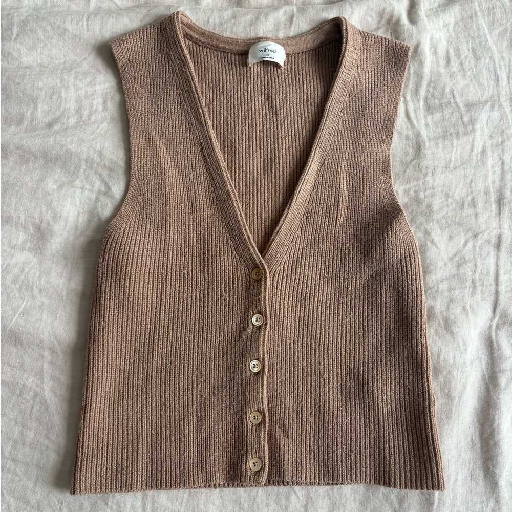 Button-Up Wool Sweater Vest by Wilfred